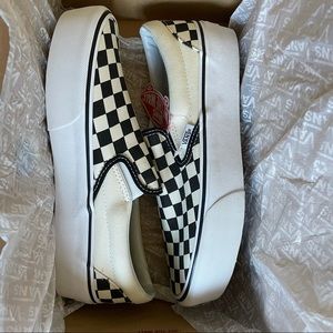 Checkered Slip-On Vans - Platform. Brand New with tags, in original box.